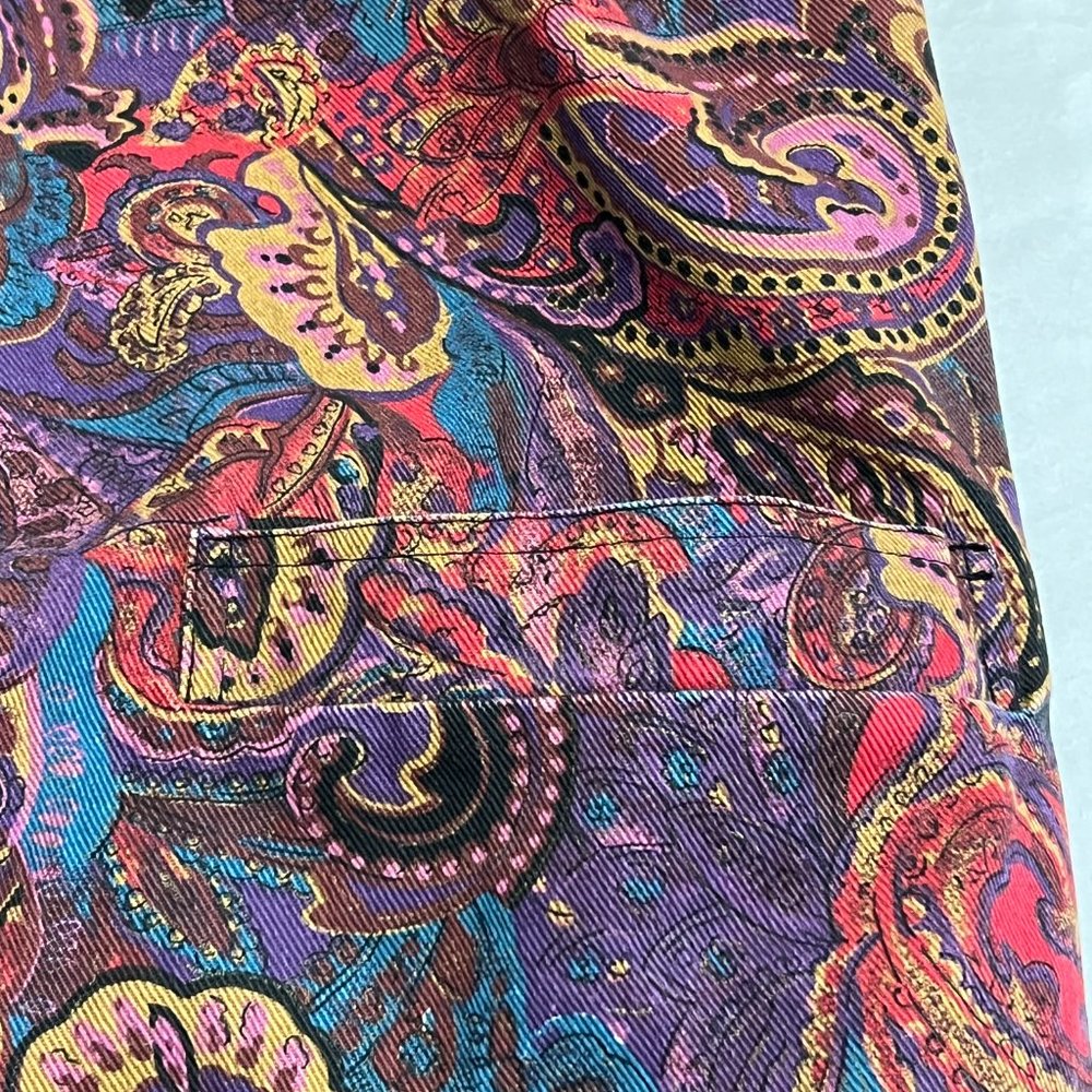 Vintage ON THE VERGE Women's Blazer Over Size Jacket Size M Pocket Denim Print - Picture 4 of 10